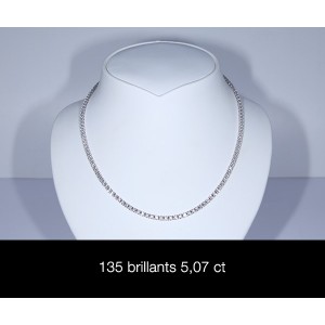 Collier tennis or blanc 18ct