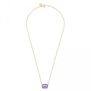 Collier Coussin Amethyste or jaune