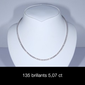 Collier tennis or blanc 18ct